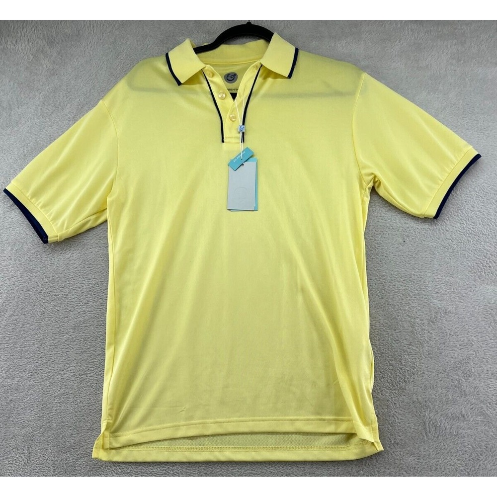 Kilburne + Finch Polo Shirt Men's M Yellow Navy Trim Modern Fit Golf NWT